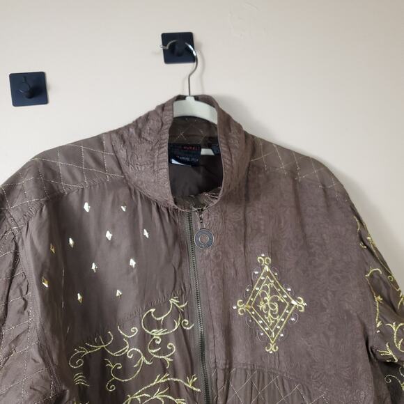 Vintage Mureli 100% Silk Windbreaker Track Suit Embroidered Embellished  Size MP - Picture 3 of 12